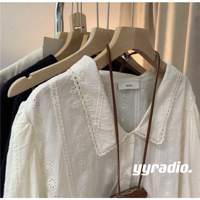 Áo sơ mi thô ren hoa