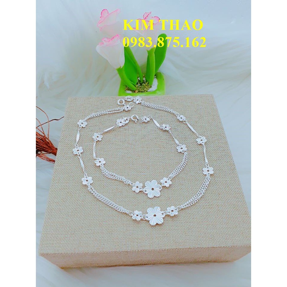 Bộ lắc tay lắc chân bạc ta hoa kép