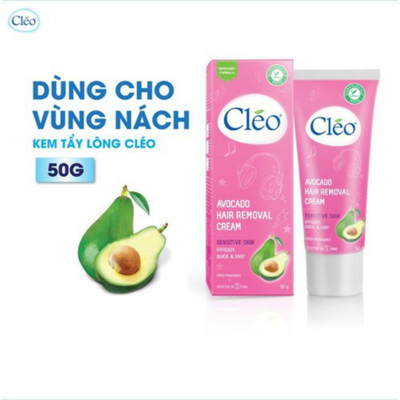 Kem Tẩy Lông Cho Da Nhạy Cảm CLÉO AVOCADO HAIR REMOVAL CREAM SENSITIVE SKIN 50G