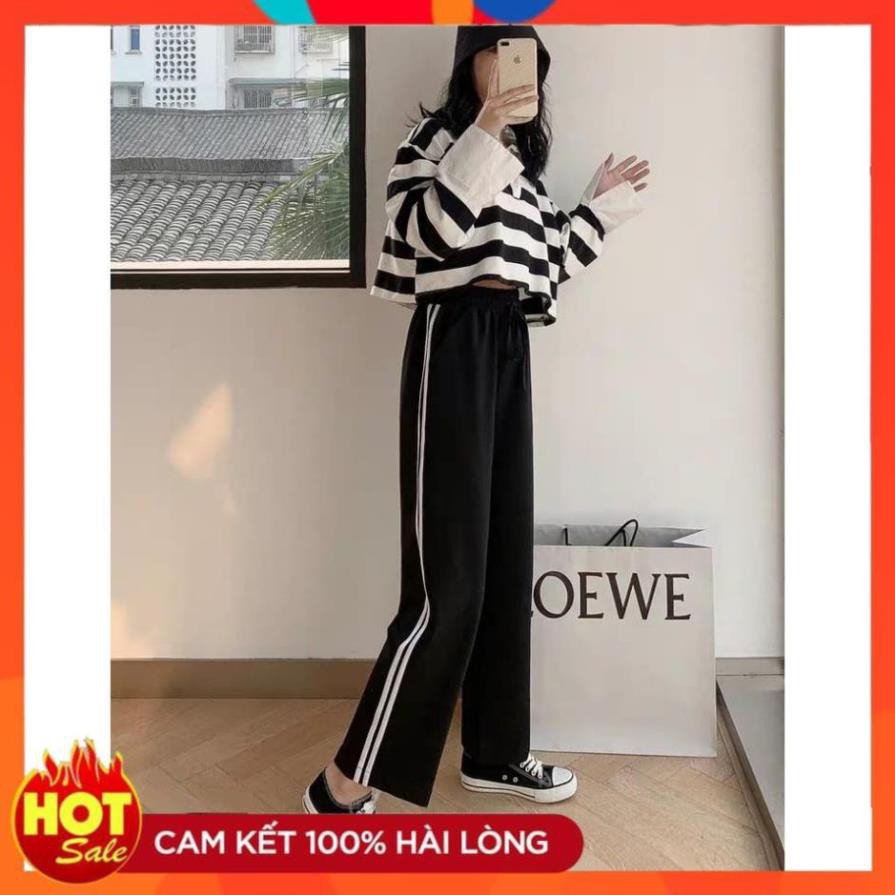 [FREE SHIP] Quần Thể Thao Ống Suông Rộng Viền 2 Sọc Dài_Quần Culottes Thể Thao 2 Sọc Viền Hot