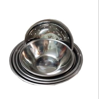 Bộ thau ,rổ inox 6 cái lớn ( 5 thau: 32,34,36,40,45cm và 1 rổ 34 cm)