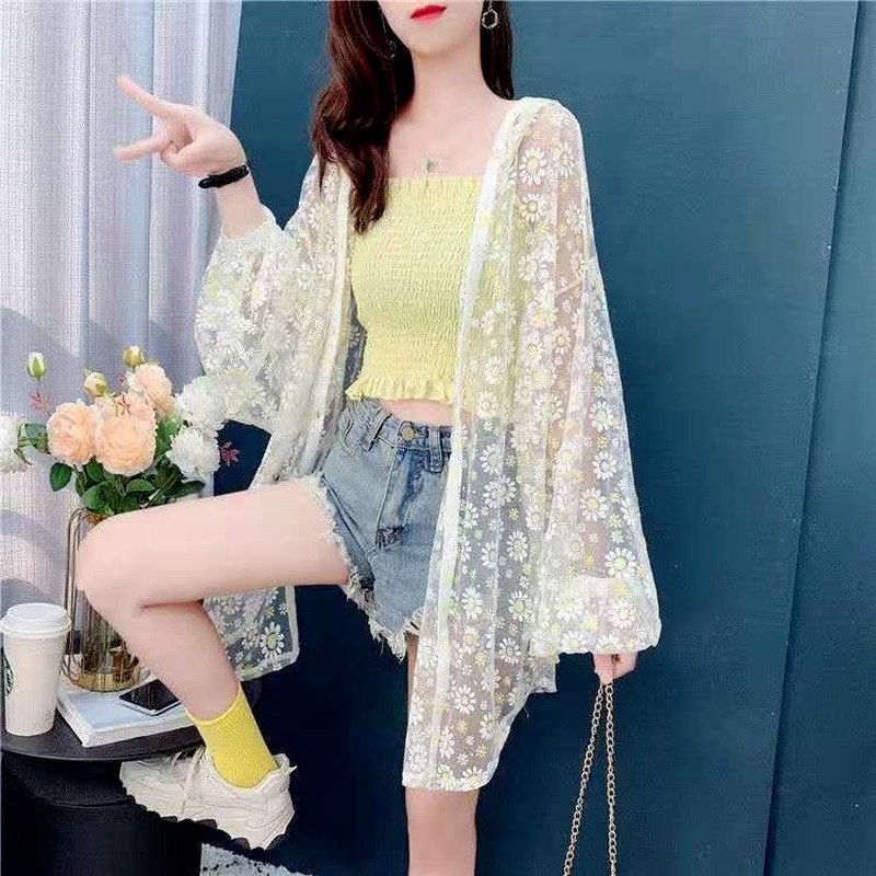 Áo Khoác Lưới Họa Tiết Hoa Cúc Thời Trang Hàn Quốc Dành Cho Nữ 2022 | BigBuy360 - bigbuy360.vn