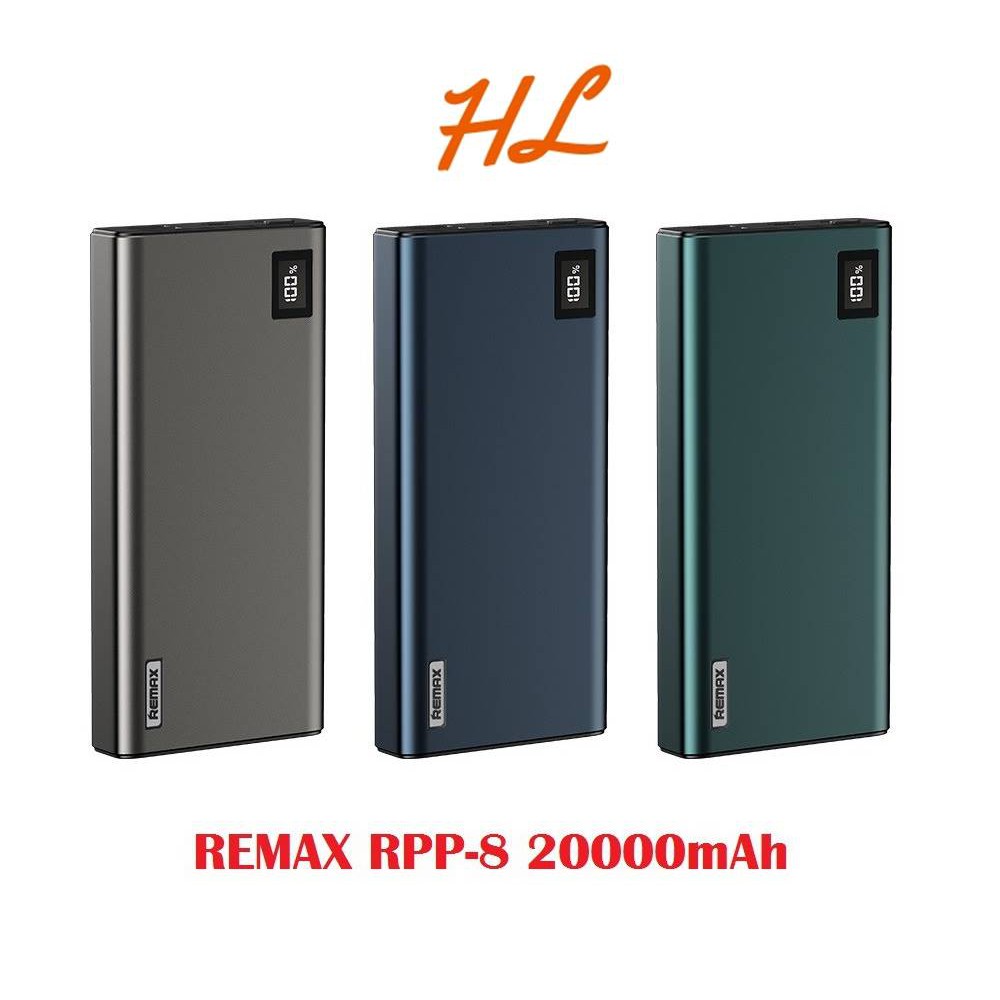 Pin Sạc Dự Phòng Remax RPP-8 20000mAh QC3.0 Và Sạc Nhanh 2 Chiều Type C - BH 1 Năm - Hưng Long PC