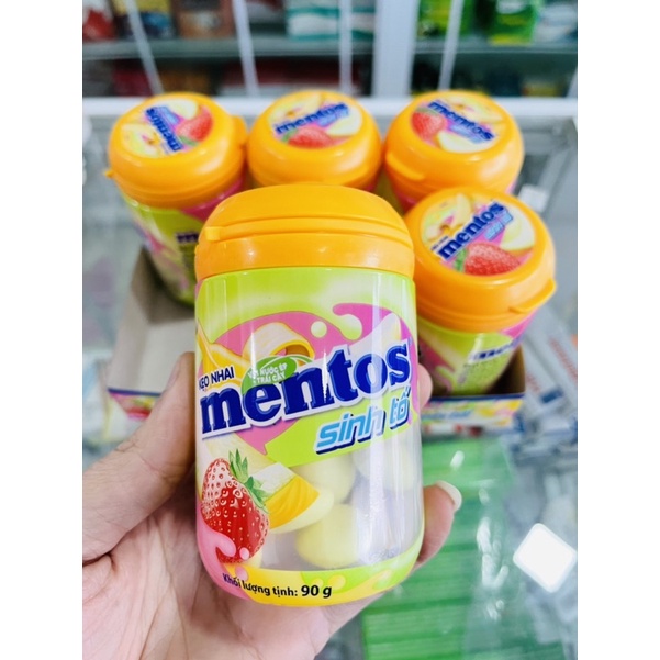 Kẹo Nhai Mentos Sinh Tố Hương Dâu, Chuối, Dưa Lưới 90g