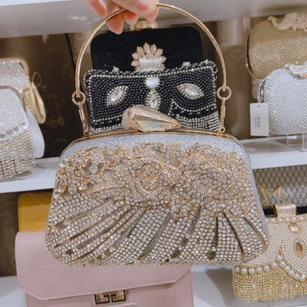 Clutch ví đi tiệc kim sa hoa hồng