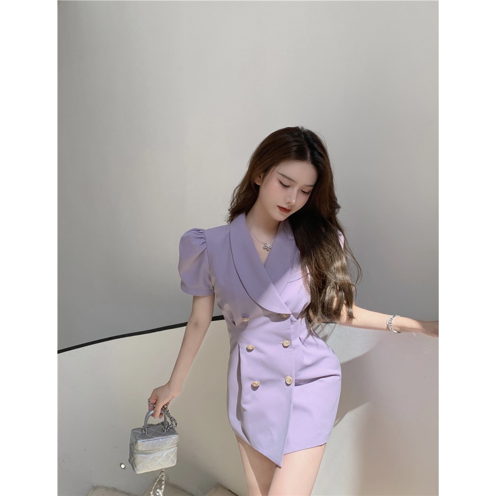 Đầm suông ulzzang tay phồng nữ