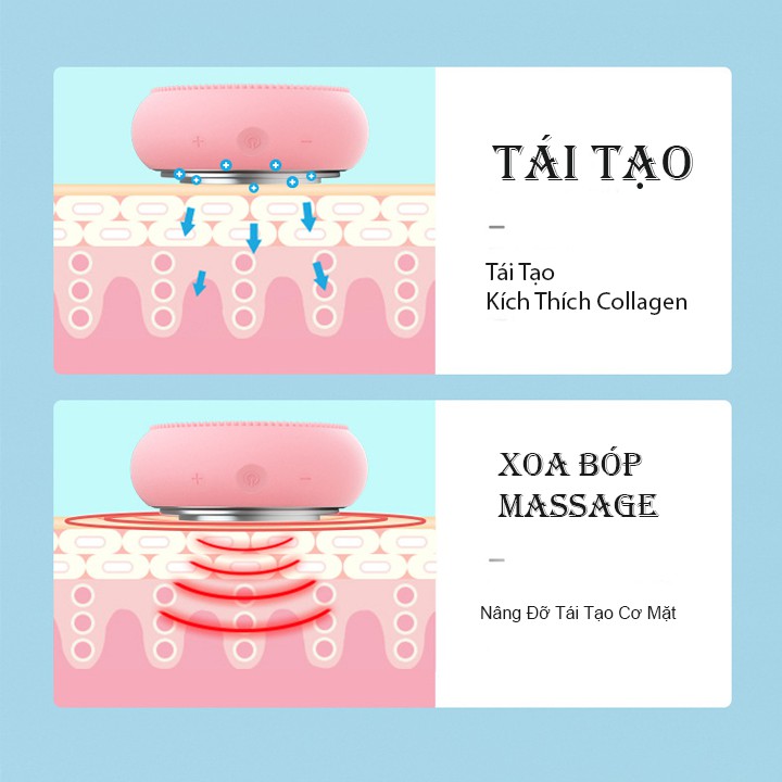 Máy massage rửa mặt kiêm máy di đẩy tinh chất ánh sáng sinh học thông minh giúp tái tạo nâng đỡ làn da