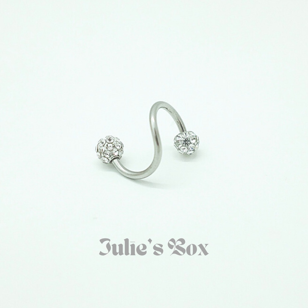 Khuyên Tai Titan Unisex Xoắn Đá Nhuyễn Trắng Không Gỉ Sét Không Ngứa Bông Tai Julies Box 66
