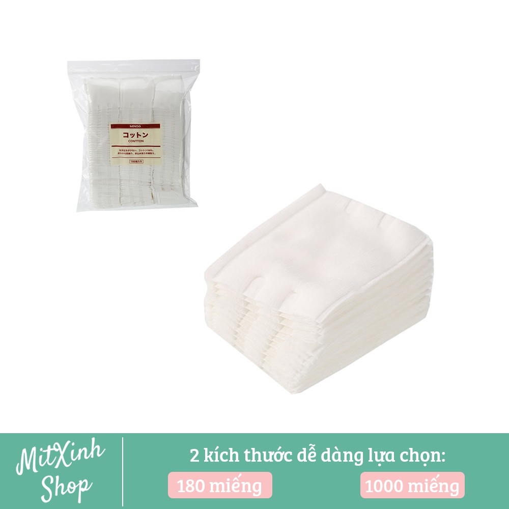 Bông tẩy trang Pháp 500 miếng - MINISO Nhật Bản 180 miếng - 1000 miếng Mẫu mới nhất - Date mới nhất