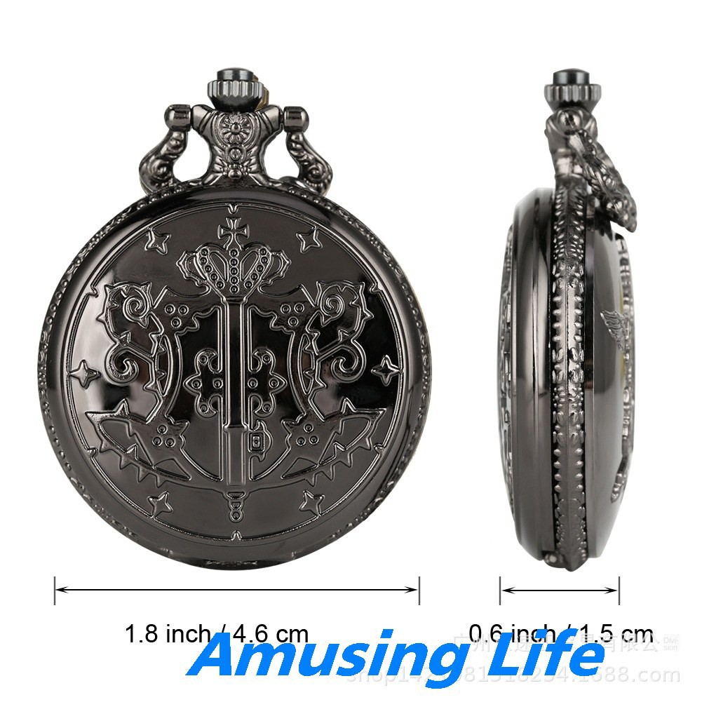 Quartz Pocket Watch Thương Mại Nước Ngoài Bán Anime Đồng Hồ Bỏ Túi Khế Ước Đen Deacon Unisex Nam Và Nữ Sinh Viên Sáng Th