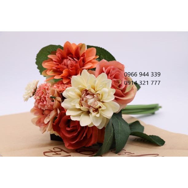 Bó hoa hồng Hoa giả như thật, Cây hoa trang trí (ảnh thật shop chụp) cao 38cm