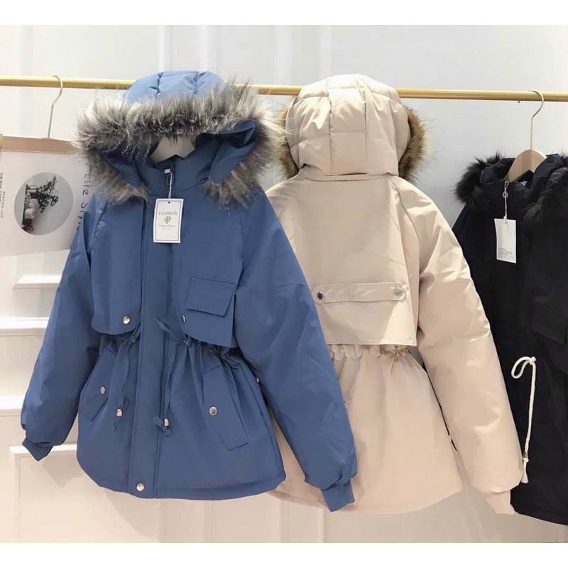 Áo parka nữ mũ - có dây điều chỉnh eo dễ dàng [HOT NHẤT]