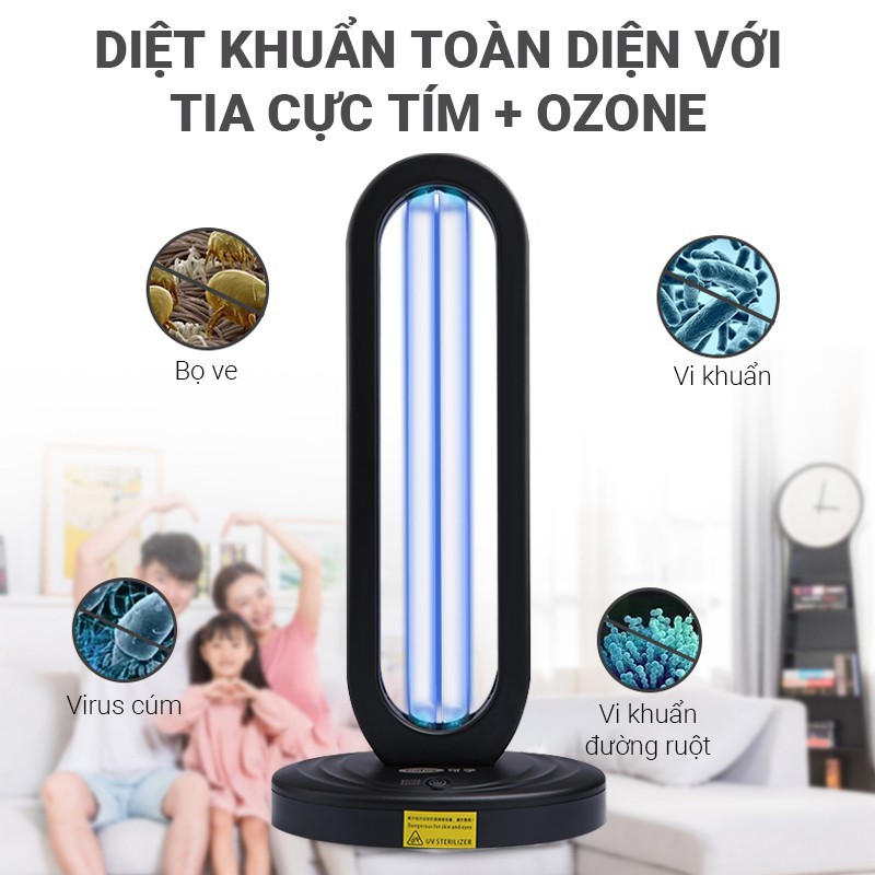 Đèn khử trùng diệt khuẩn UV làm sạch không khí 38W - Có Remote hẹn giờ