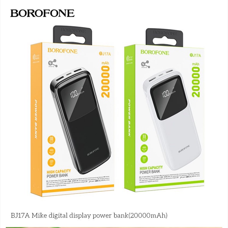 Sạc Dự Phòng 20000Mah, Hỗ Trợ Sạc Nhanh, Shop Cam Kết Pin Chính Hãng Borofone BJ17A - Hàng Xịn - Siêu Bền - Bảo Hành 24T