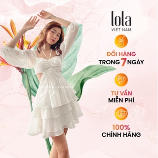 Đầm Thiên Nga Swan Dress LOLA VIETNAM Váy Nữ Trắng Đen Hồng Xanh Thiết Kế Tay Bồng Khoét Eo Hở Vai Dáng Xòe Đi Dự Tiệc
