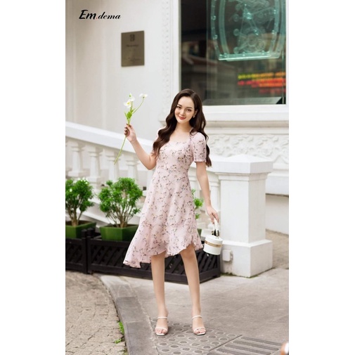 Váy đầm công sở hoa vạt chéo ❤EMDEMA❤ mát, nhẹ nhàng