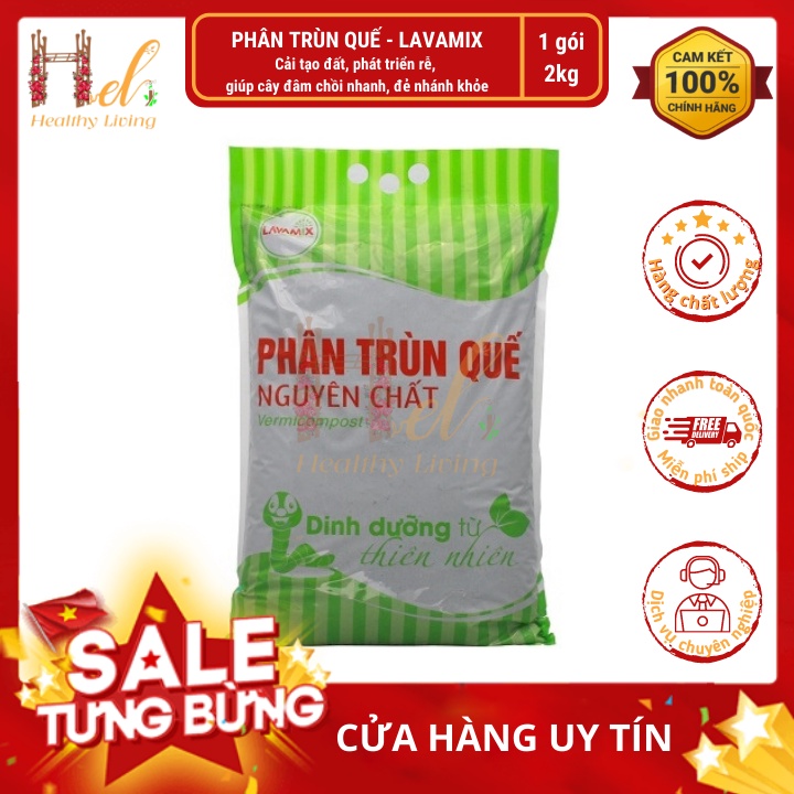 Phân Trùn Quế Nguyên Chất Lavamix 2Kg Phân Hữu Cơ Bón Rau và Cây Cảnh, Trộn Giá Thể Đất Sạch Xơ DừaTrồng Cây