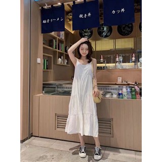 Váy 2 dây chất đũi babydoll mùa hè