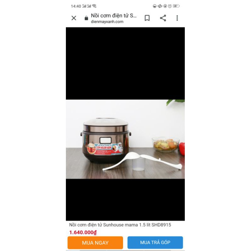 nồi cơm sunhouse mama 1.5l