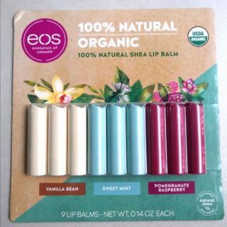 SET Son dưỡng EOS dạng thỏi nhập Mỹ 100% natural shea lip balm organic 3 hương