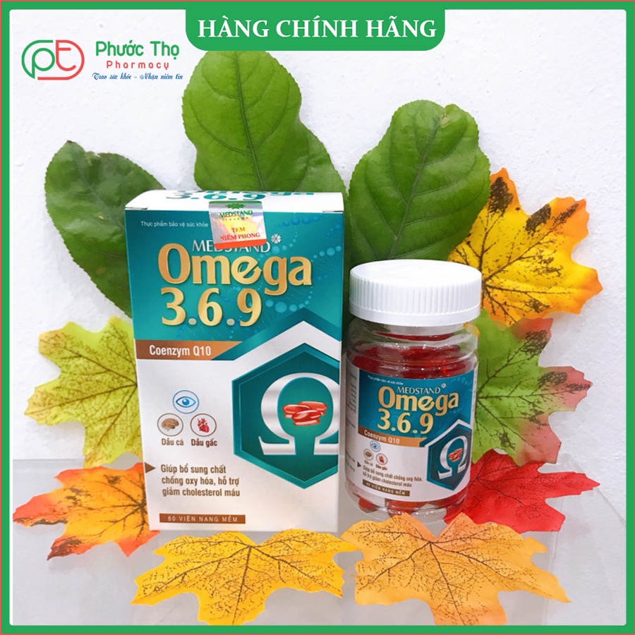 Viên uống dầu cá MEDSTAND Omega 369 giúp bổ sung chất chống oxy hóa, giảm cholesterol máu (Lọ 60 viên)