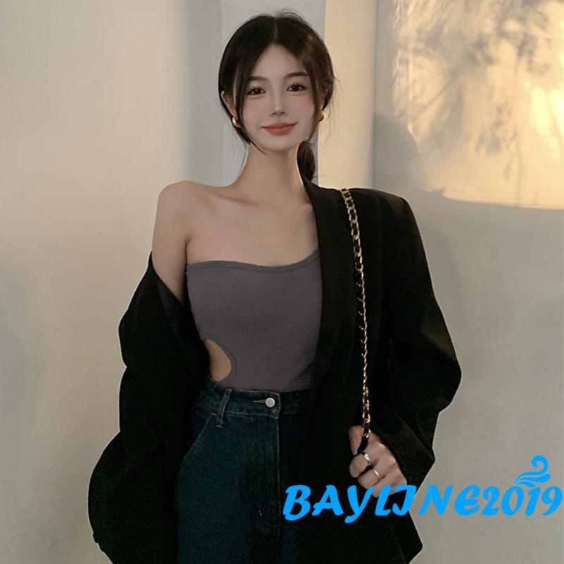 Áo tank top không tay màu trơn thiết kế khoét rỗng 4 màu sắc thời trang mùa hè cho nữ