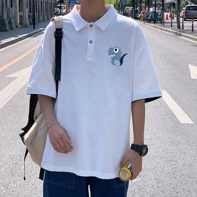 Áo Polo Nam Nữ Form Rộng Chất Thun Mềm Mát Phong Cách In Hình Bé Khủng Long Ngốc Nghếch Siêu Đáng Yêu TTQ0348