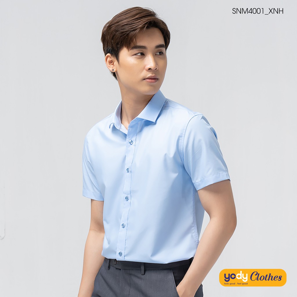 [Mã WABRYD221 giảm 10% đơn 250K] Áo sơ mi nam ngắn tay YODY vải lụa nến cao cấp khô thoáng giữ form SNM4001 | BigBuy360 - bigbuy360.vn