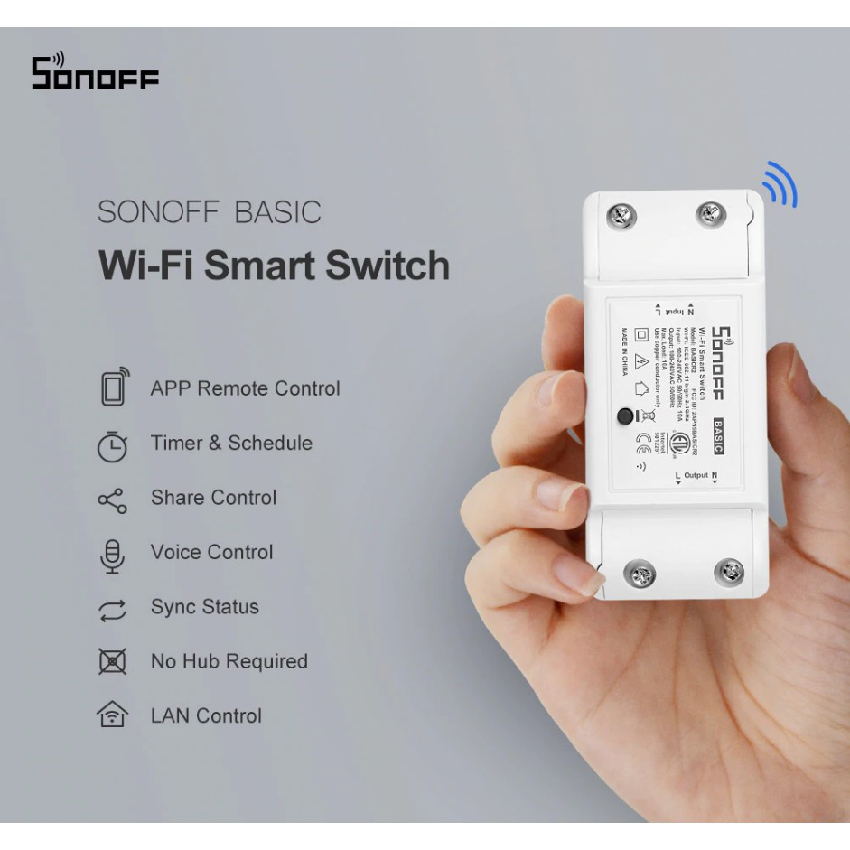 Công tắc điều khiển từ xa qua mạng wifi 3g Sonoff Basic R2 (công tắc online),app eWelink tiếng Việt