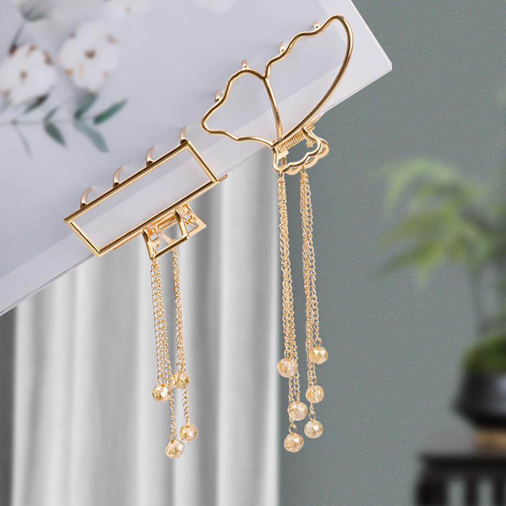 Kẹp Tóc Móng Vuốt Hình Bướm Phong Cách Hàn Quốc Thanh Lịch Dành Cho Nữ|Kẹp Tóc Tua Rua Chất Liệu Hợp Kim