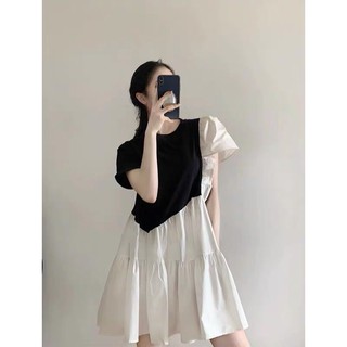 VÁY SUÔNG ĐEN PHỐI BE ☘️
