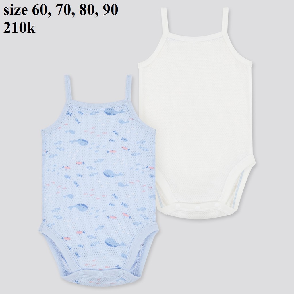 Set 2 body 2 dây Uniqlo chất cotton lưới cho bé