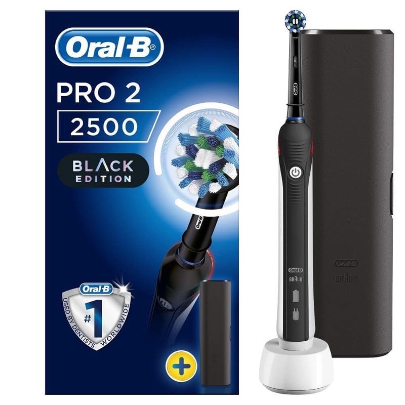 Bàn chải điện Oral B Pro 2 2500 kèm travel case, 2 chế độ, làm sạch hàng ngày và chăm sóc nướu.