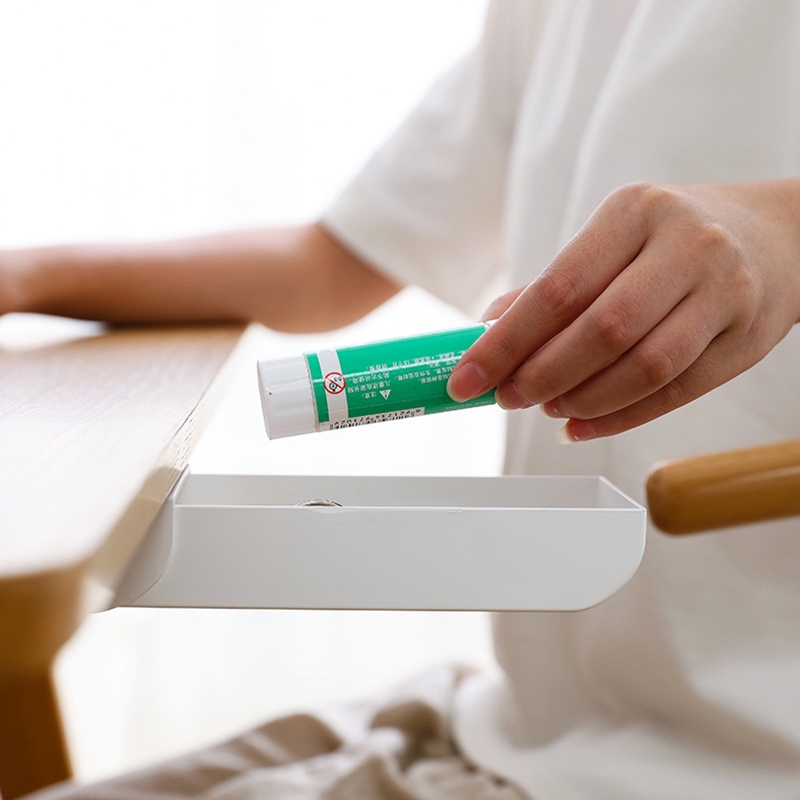 Hộp Ngăn Kéo Ẩn Bằng Nhựa Đựng Bút/Sổ Ghi Chú Dán Bên Dưới Bàn Làm Việc