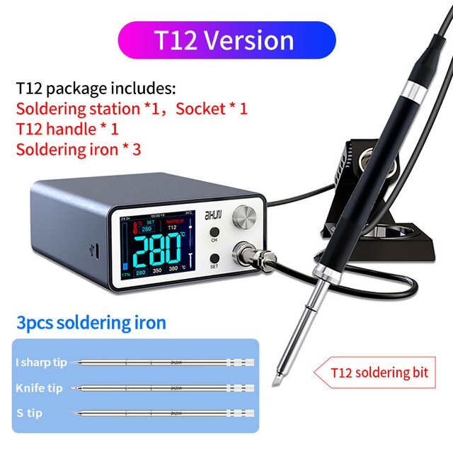 Máy hàn JC AiXun T3A-T12 kèm 3 mũi (có thể mua tay 936/T245 để dùng thêm)
