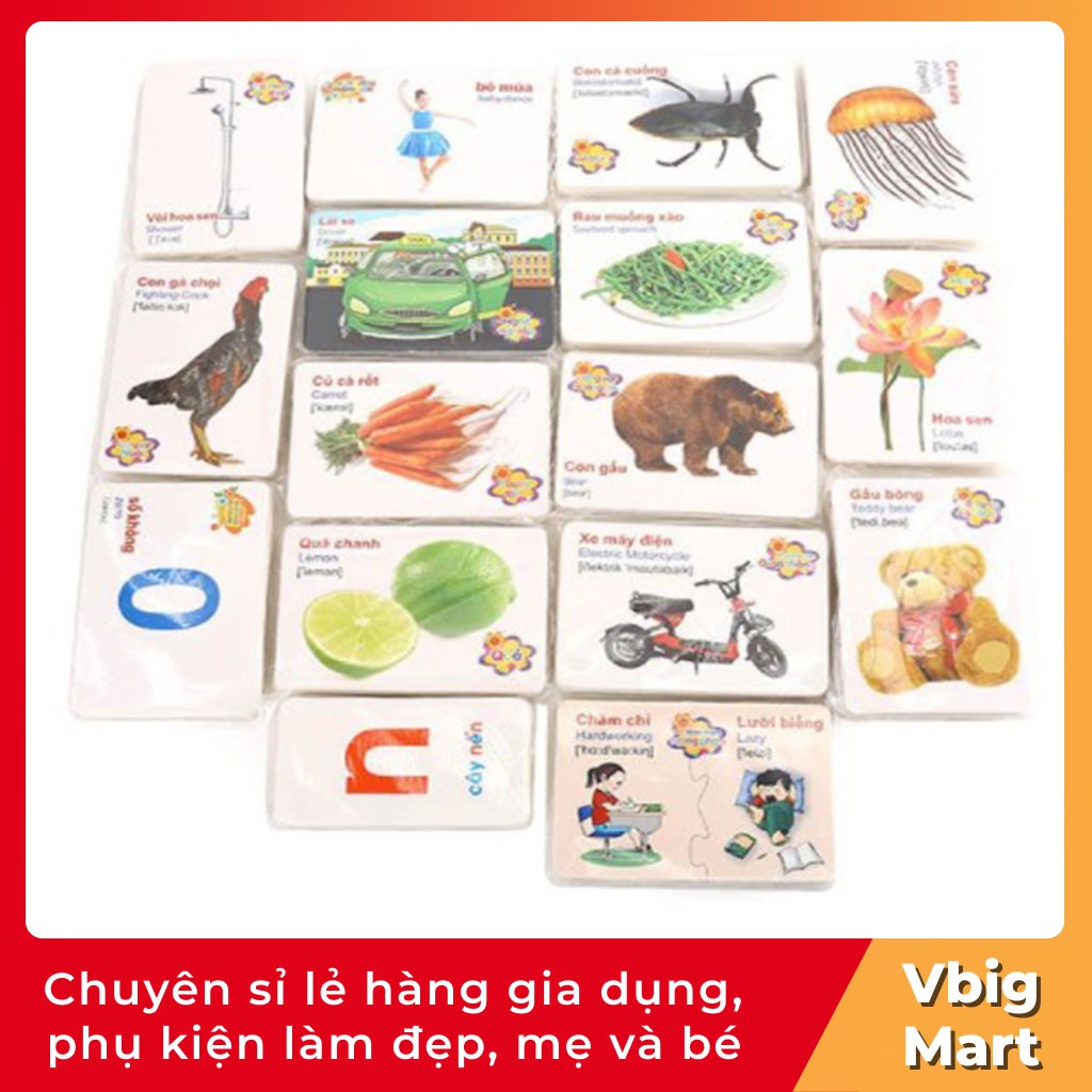 Bộ 416 thẻ học song ngữ cho bé Vbig Mart