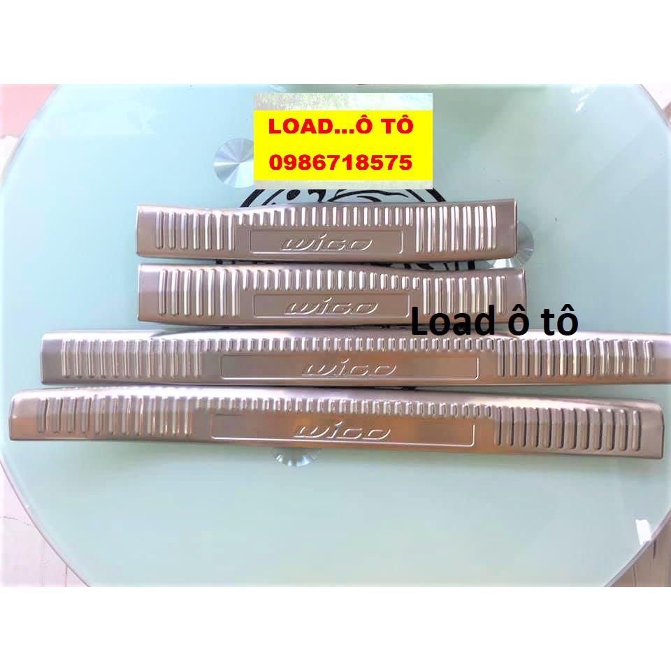 Ốp Bậc Chân, Nẹp Bước Chân Xe Toyota Wigo 2022-2018 Vân Titan, Inox Cao Cấp Nhất Thị Trường