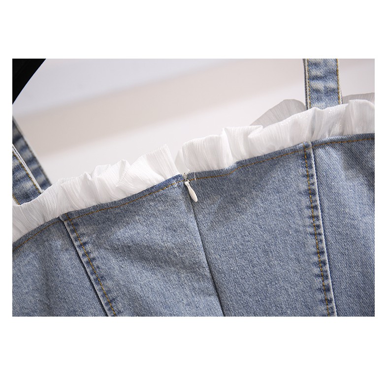 🌸Hàng Order🌸 Váy Jean Bigsize Trễ Vai Đính Ngọc Dọc Áo Nữ Tính Sexy 🌸Hàng Quảng Châu | BigBuy360 - bigbuy360.vn