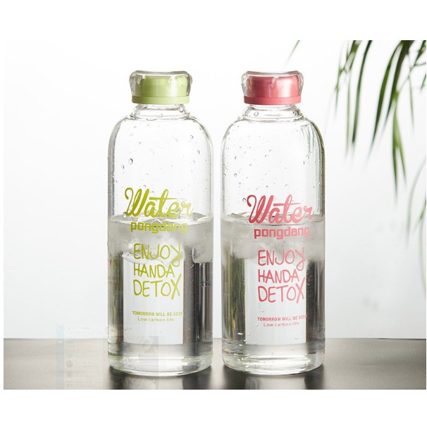 BÌNH THỦY TINH PONGDANG 800ML, 1000ML IN MÀU TẶNG TÚI CHỐNG SỐC VÀ TÚI VẢI | BigBuy360 - bigbuy360.vn