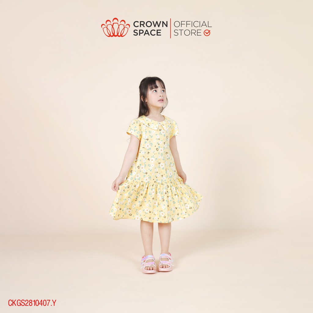 Váy Hoa Nhí Vàng Pastel Cho Bé Gái Chính Hãng Crown Space CKGS2810407.Y