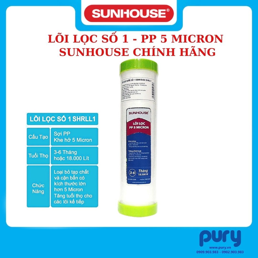 Bộ 3 Lõi Lọc Nước Sunhouse 123 Chính Hãng