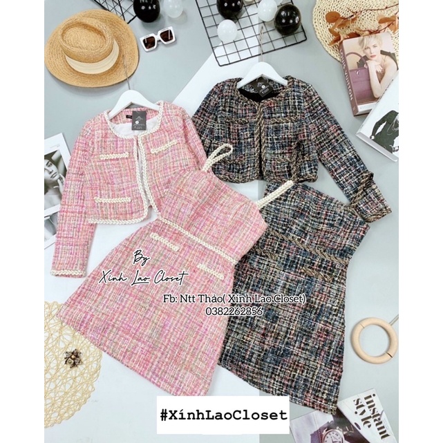 Set váy+ áo khoác dạ loại 1