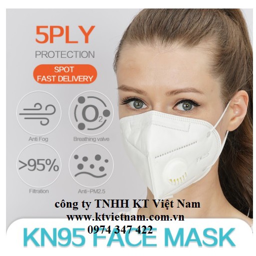 1 chiếc khẩu trang KN95 dùng cho bác sỹ