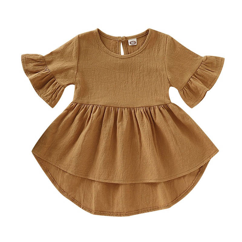 Đầm MIKRDOO cho bé gái màu trơn bằng vải cotton