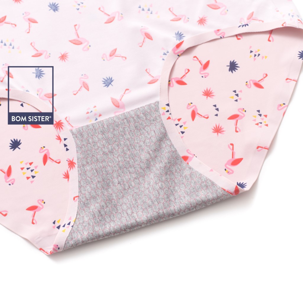 [Mã FAMALLT5 giảm 15% đơn 150k] Quần lót su đúc ép viền hoạ tiết hồng hạc lưng vừa BOM SISTER Q1220 | BigBuy360 - bigbuy360.vn