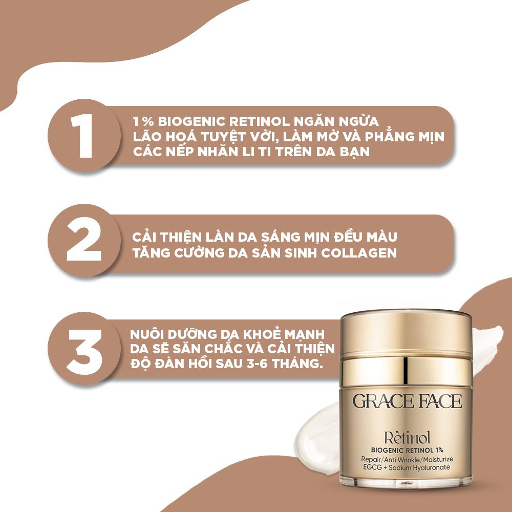 Kem dưỡng trắng giúp ngừa lão hoá da Grace Face Biogenic Retinol 1% 30ml