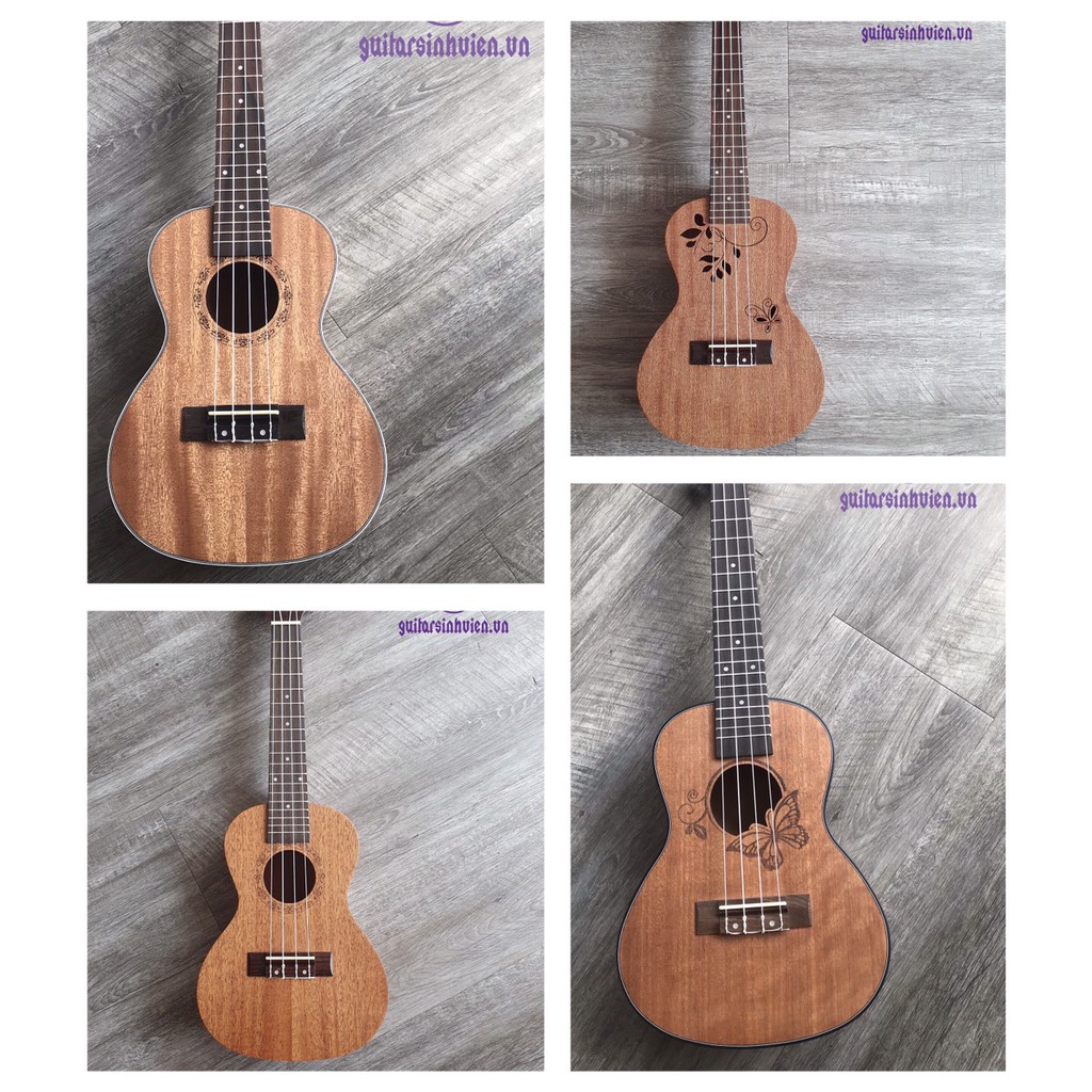 Đàn ukulele gỗ mahogany 3 lớp - Size 21inch và 23inch Tặng tài liệu, pick và 3 miếng sticker - Bảo hành 1 năm