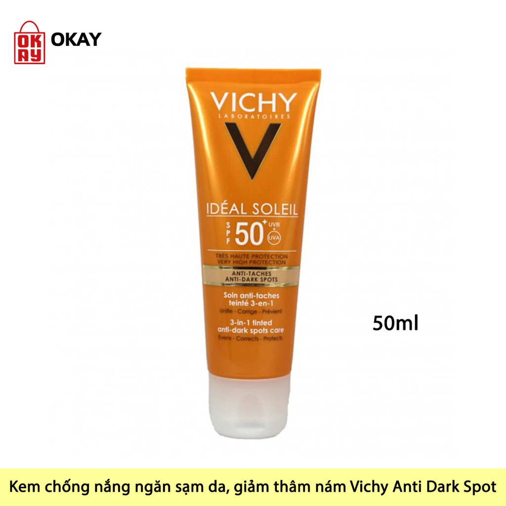 Kem chống nắng ngăn sạm da, giảm thâm nám SPF50 chống tia UVA + UVB Vichy Anti Dark Spot T50ml FR/GB/NL/RU | BigBuy360 - bigbuy360.vn