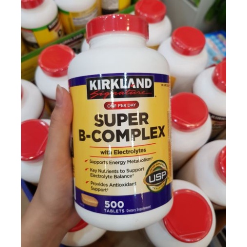 Viên uống Bổ sung Vitamin B Kirkland Super B-Complex with Electrilytes Kirkland Mỹ - Hộp 500 viên