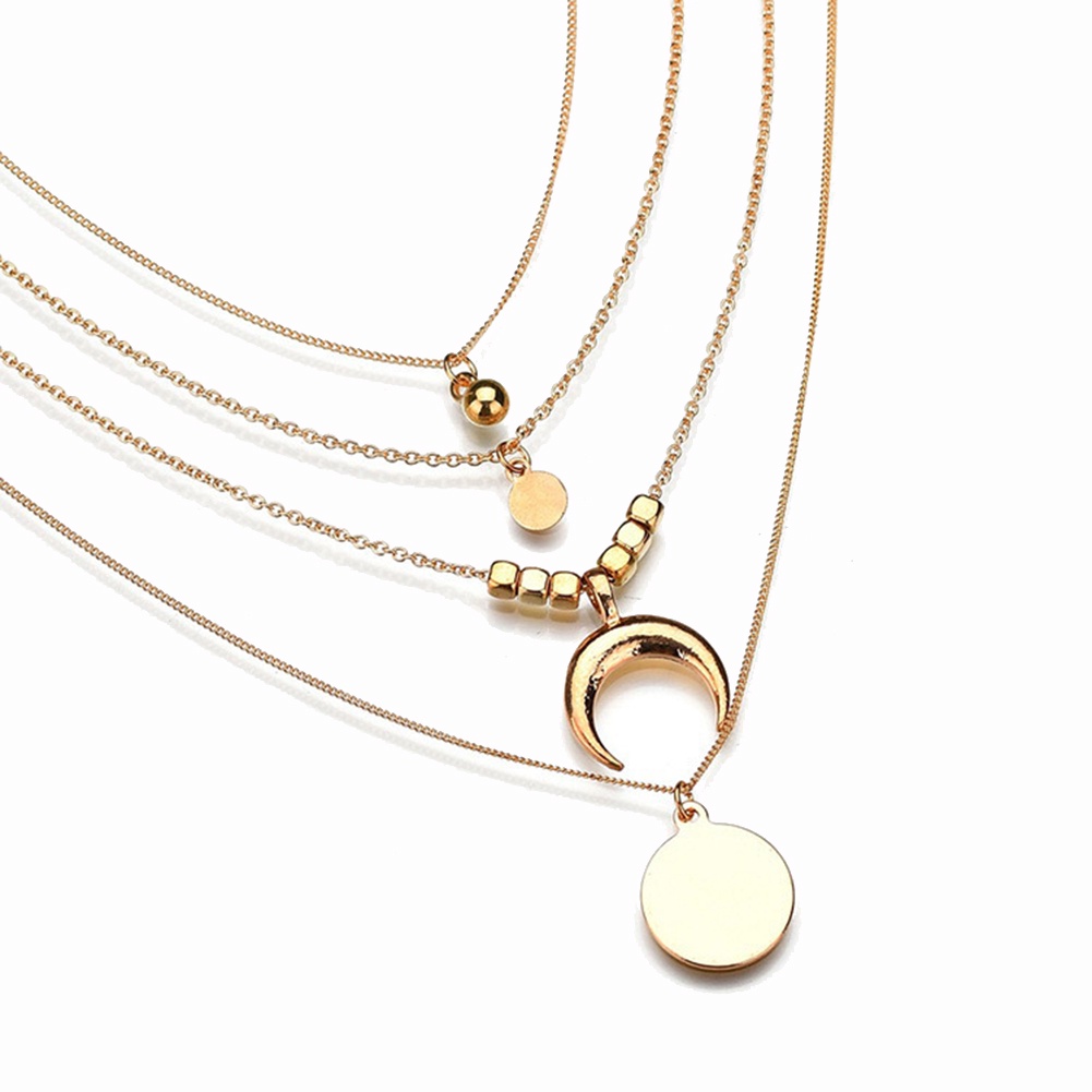 (HàNg Có SẵN) Vòng cổ 4 SợI HợP Kim HìNh MặT Trăng Xinh XắN